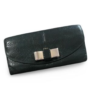 Chloé Lily long wallet in dark forrest green soft leather with goldtone hardware